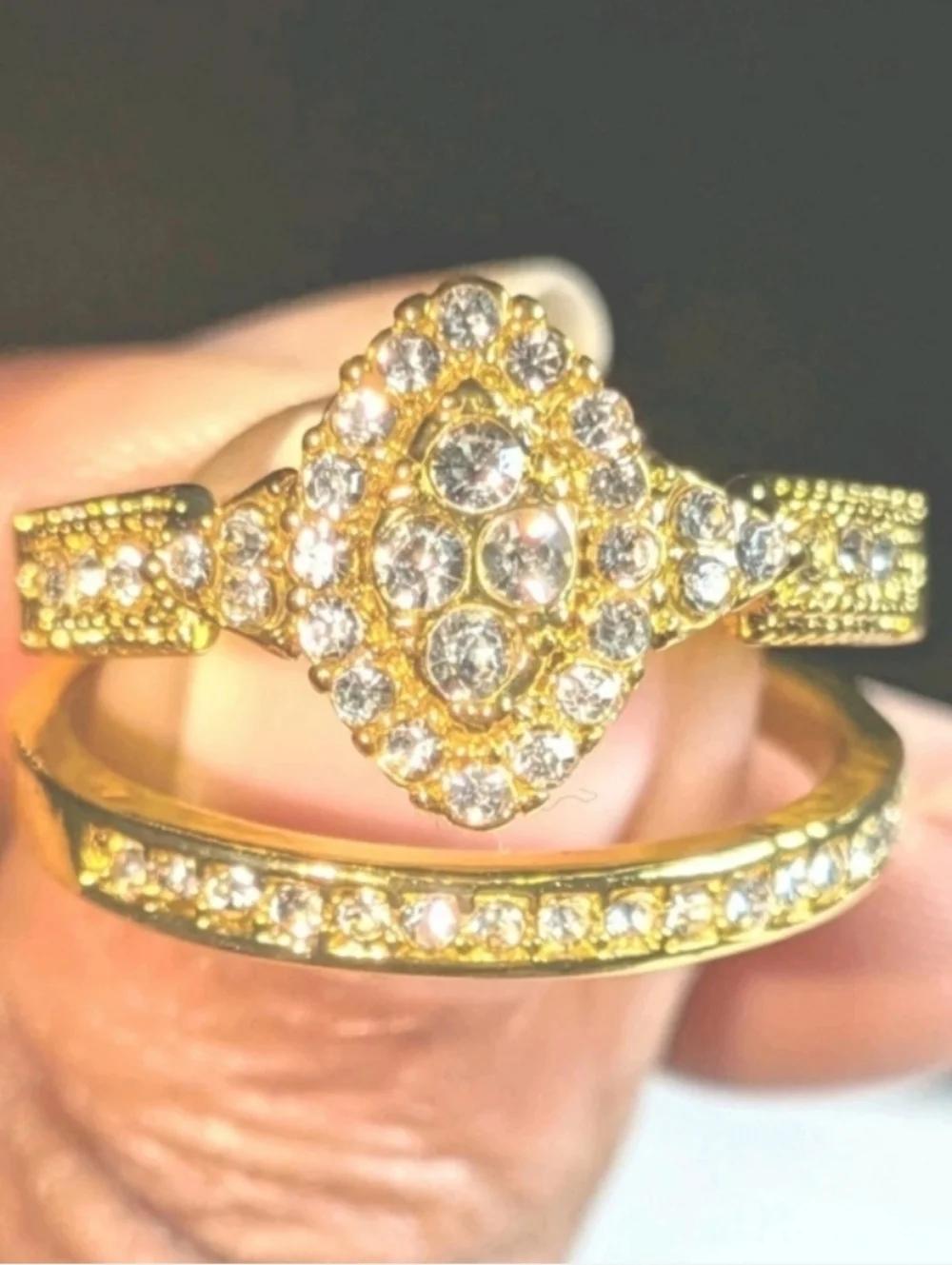 2ct Two Piece Lab Created Engagement Bridal Ring Set 14k Yellow Gold Plated Sz10
